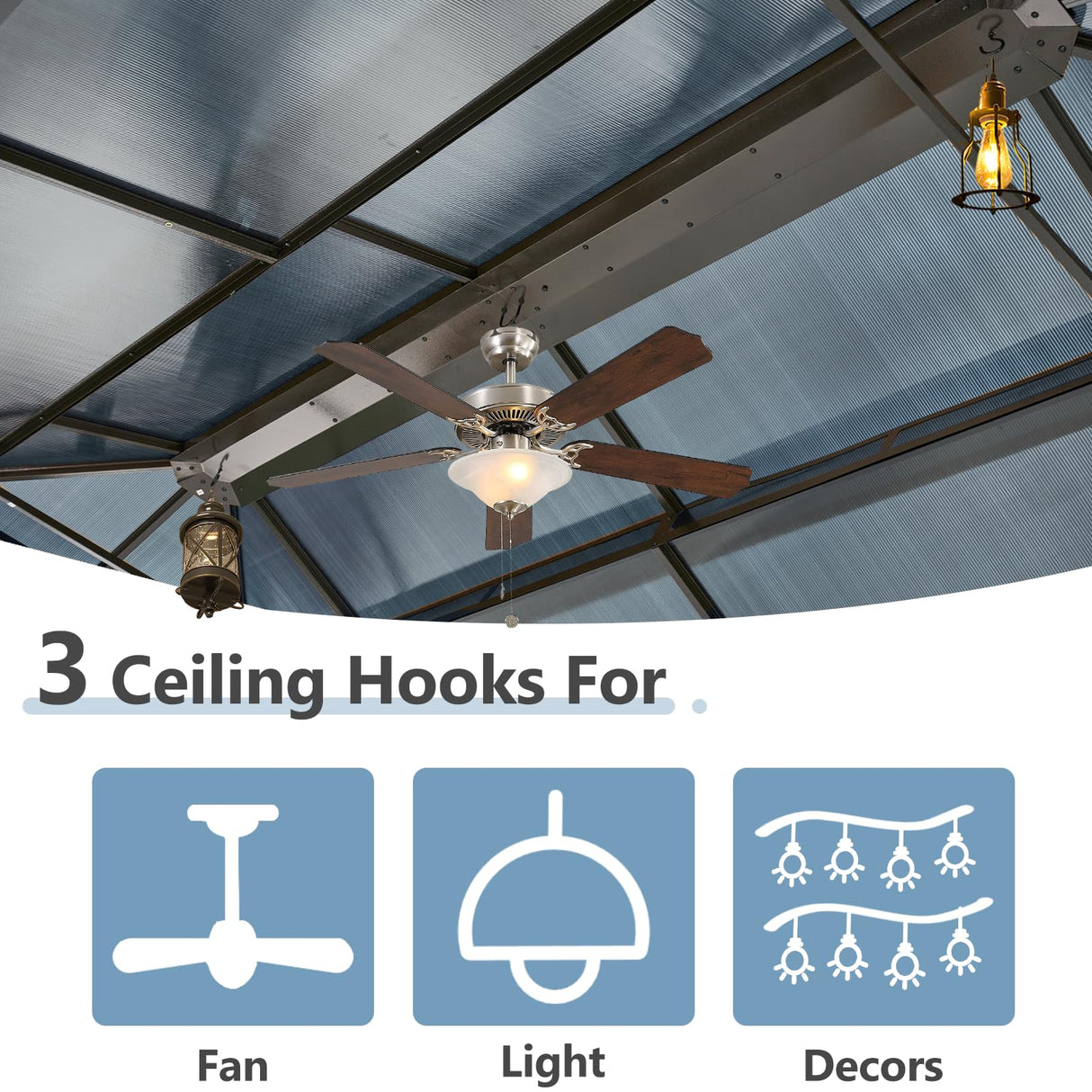 Aoxun 12'x16' Hardtop Gazebo, Aluminum Frame Permanent Pavilion with Curtains and Netting, Outdoor Polycarbonate Double Roof Canopy, Designed for Garden, Lawns, Patio Aoxun