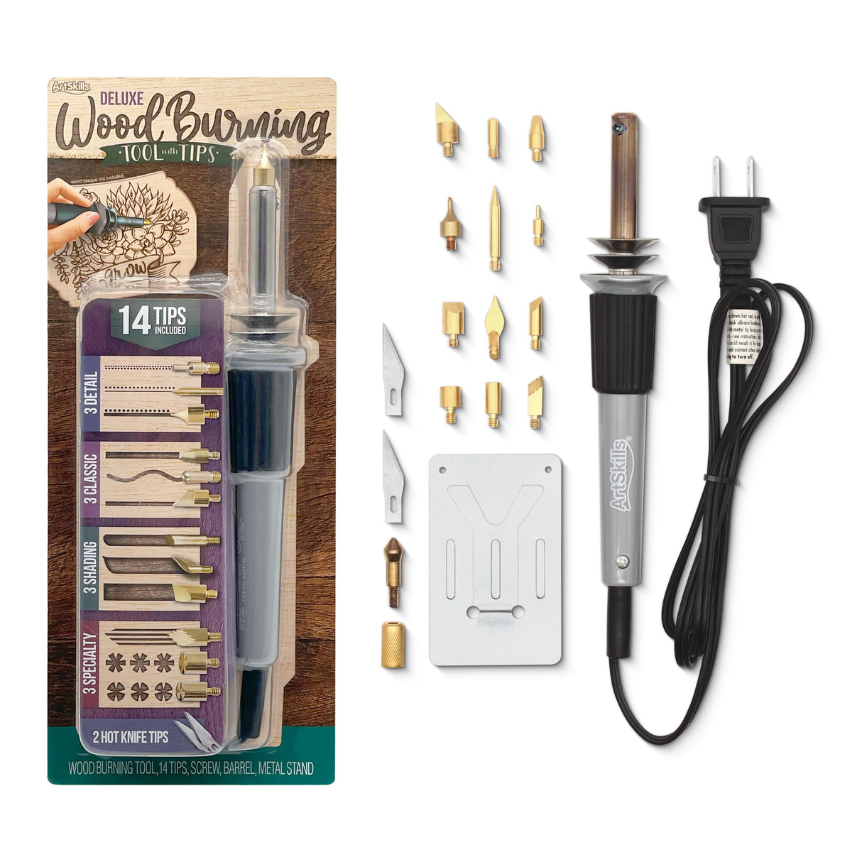 ArtSkills Wood Burning Tool, Wood Burning Kit with Pen, 14 Tool Tips & 2 Hot Knife Tips ArtSkills