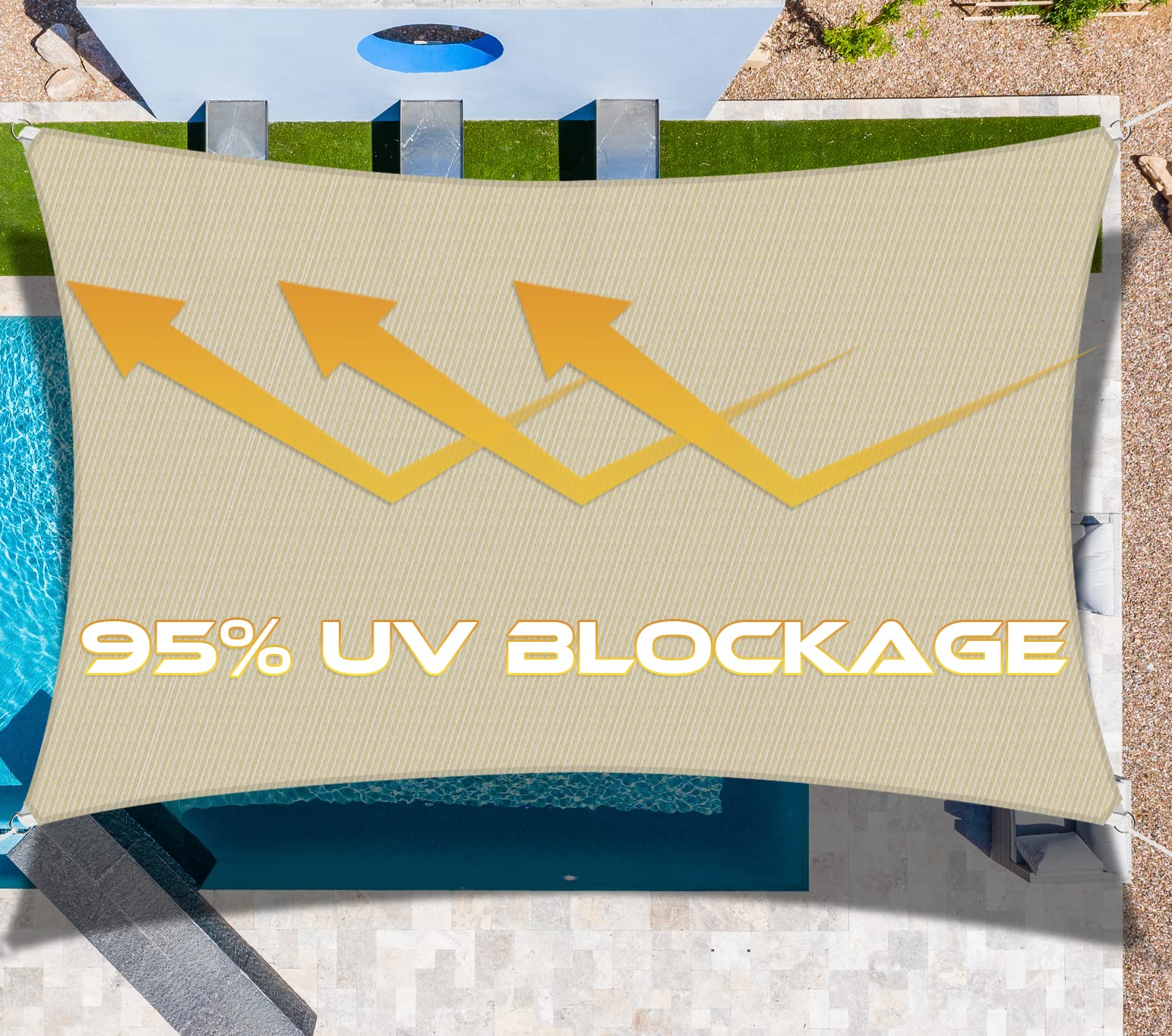 Windscreen4less 16' x 20' Sun Shade Sail Rectangle Outdoor Canopy Cover UV Block for Backyard Porch Pergola Deck Garden Patio (Beige) - WoodArtSupply