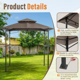 SUNCROWN Outdoor Grill Gazebo 8 x 5, Patio Double Tiered BBQ Canopy w/Air Vent, Gazebo Canopy with 8 Hook Tools for Barbecue Picnic Garden, Backyard, Poolside -Brown SUNCROWN