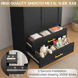 GAIOUS Steel Armoire Wardrobe Closet, 71" Metal Clothing Storage Cabinets with 2 Doors, 1 Adjustable Shelf and 2 Drawers, Metal Wardrobe Cabinet with Hanging Rod for Bedroom, Gym, Cloak Room (Black) GAIOUS