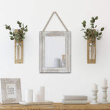 Emaison 16 X 12 Inch Rustic Wood Framed Wall Mirror with Hanging Rope for Farmhouse Decor, for Entryway, Bedroom, Bathroom, Dresser, Wash White EMAISON