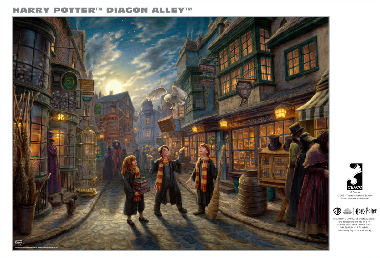 Ceaco - Silver Select - Thomas Kinkade - Harry Potter Diagon Alley - 1000 Piece Jigsaw Puzzle for Adults -Challenging Puzzle Perfect for Game Nights - Size is 26.75 x 19.75 Buffalo Games