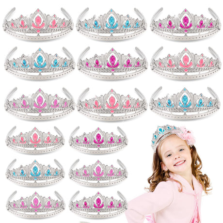 NINAOR Princess Crown Party Favors, 16Pcs Princess Dress Up Tiaras for Birthday Girl Cosplay Accessories, Princess Pretend Play Jewelry Party Supplies NINAOR