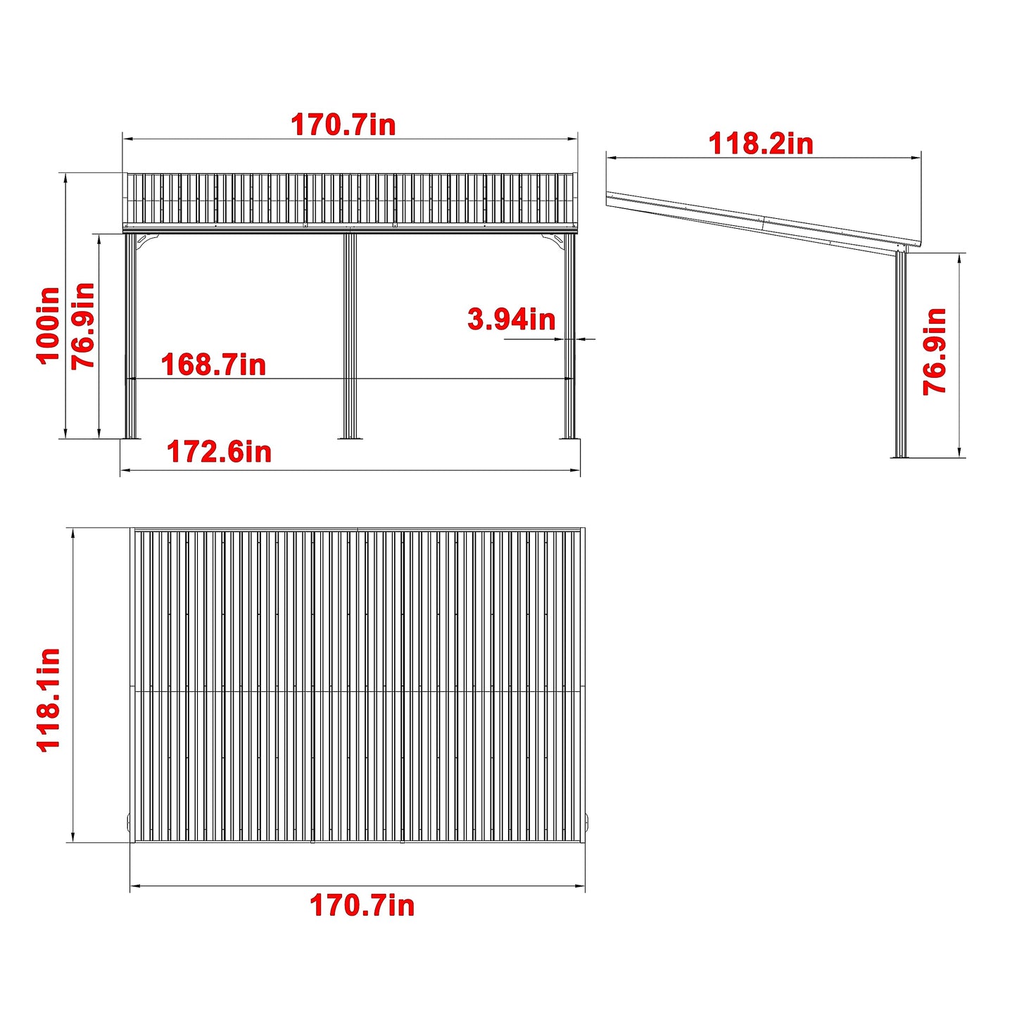 MUPATER 10'x 14' Gazebo, Outdoor Pergola on Clearance with Aluminum Frame, Outdoor Patio Lean to Gazebo Awnings for Deck, Porch and Backyard - WoodArtSupply