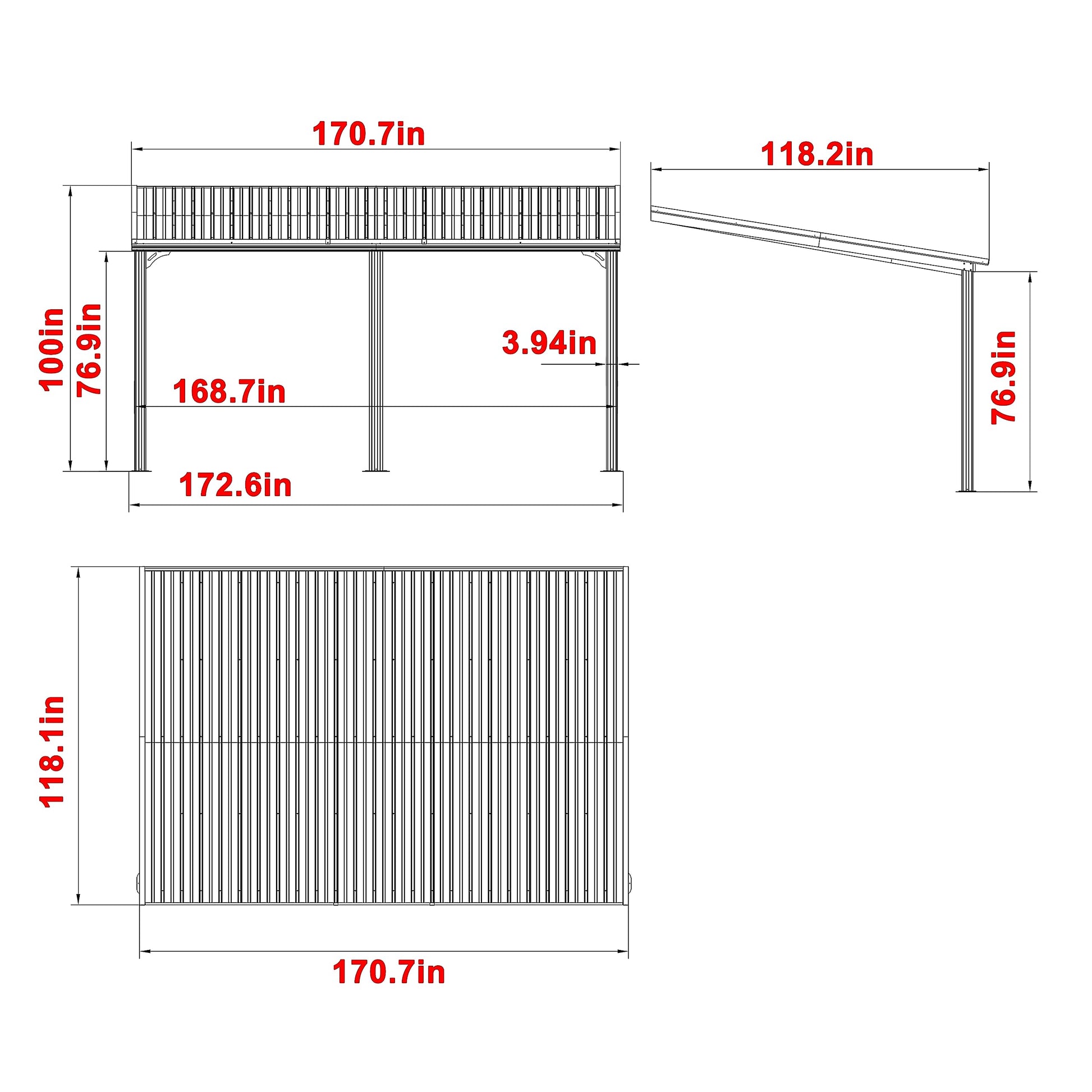 MUPATER 10'x 14' Gazebo, Outdoor Pergola on Clearance with Aluminum Frame, Outdoor Patio Lean to Gazebo Awnings for Deck, Porch and Backyard - WoodArtSupply