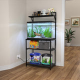 GDLF 20-29 Gallon Fish Tank Stand with Plant Shelf, Aquarium Stand with Storage Shelf for 20 Gallon Long Aquarium 30.7" x 16.53" Tabletop Fits Aquarium,Turtle Tank or Reptile Terrariums GDLF