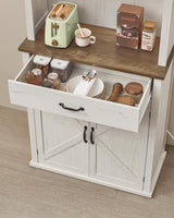 VASAGLE 71" Pantry Cabinet with Lights and Charging Station, Kitchen Pantry Cabinet with Doors and Drawer, Farmhouse Storage Cabinet, Coffee Bar Cabinet, Adjustable Shelves, Rustic White UBBK363W12 VASAGLE