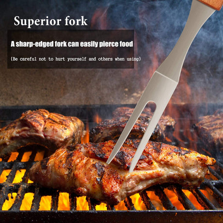 IMAGE Wooded BBQ Accessories Grilling Tools,Stainless Steel BBQ Tools Grill Tools Set for Cooking, Backyard Barbecue & Outdoor Camping Gift for Man Dad Women Barbecue Enthusiasts Set of 4 IMAGE