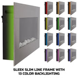 Electric Fireplace - 30 Inch Wall Mounted Fireplace - 13 Backlight Colors and Remote Controlled LED Flames, Heat, and Brightness by Northwest (Silver) Northwest