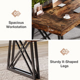 Tribesigns 63-Inch Executive Desk, Farmhouse Office Computer Desk with Sturdy X-Shaped Legs, Large Writing Table Business Furniture Workstation for Home Office, Study (Rustic Brown & Black) Tribesigns