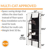 K&H Pet Products Hangin Cat Tree Door Mounted Cat Furniture, Space Saving Multi-Level Wall Perch Hammock Bed, Interconnecting Levels, Collapsible, Tool-Free Assembly - Gray - Fits Doors <80in H K&H Pet Products