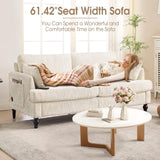 HOMEFUN Small Loveseat Couch for Living Room, 68" Modern Style Chenille 2-Seater Sofa with USB Charger、LED Lights and Storage Pocket HOMEFUN