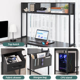 Yoobure L Shaped Desk Gaming Desk with LED Strip & Power Outlet, Reversible L-Shaped Computer Desk with Storage Shelf & Drawer, Corner Desk with Storage Bag, 2 Person Home Office Desk, Gray Yoobure