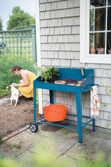 Gardener's Supply Company Demeter Metal Potting Bench with Wheels | Heavy Duty Outdoor Garden Work Table Workbench Workstation with Side Metal Sidewalls | Best for Seed Starter Planting & Transplants Gardener's Supply Company