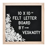 Felt Letter Board with 294 Letters, Numbers & Symbols - 10 x 10 inch Changeable Message Board with Wooden Frame Wall Mount Hook, (Black Board & Wood Frame) Veskaoty