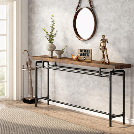 Tribesigns Console Table, 70.9 Inches Extra Long Sofa Table for Living Room, Industrial Narrow Console Sofa Tables Behind Couch, Entryway Hallway Foyer Table for Entrance, Rustic Brown Tribesigns