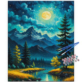 JUJUHOOD Moon Forest Paint by Numbers Kit for Adults,Landscape Adult Paint by Number Kits,DIY Acrylic Paint by Number on Canvas for Home Wall Decor 16X20 Inch JUJUHOOD