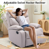 GNMLP2020 Swivel Rocker Recliner Chair for Adults, Rocking Small Recliner Chairs for Small Spaces, Glider Chairs Recliner Lazyboy Single Sofa for Nursery, Living Room, RV, Beige GNMLP2020
