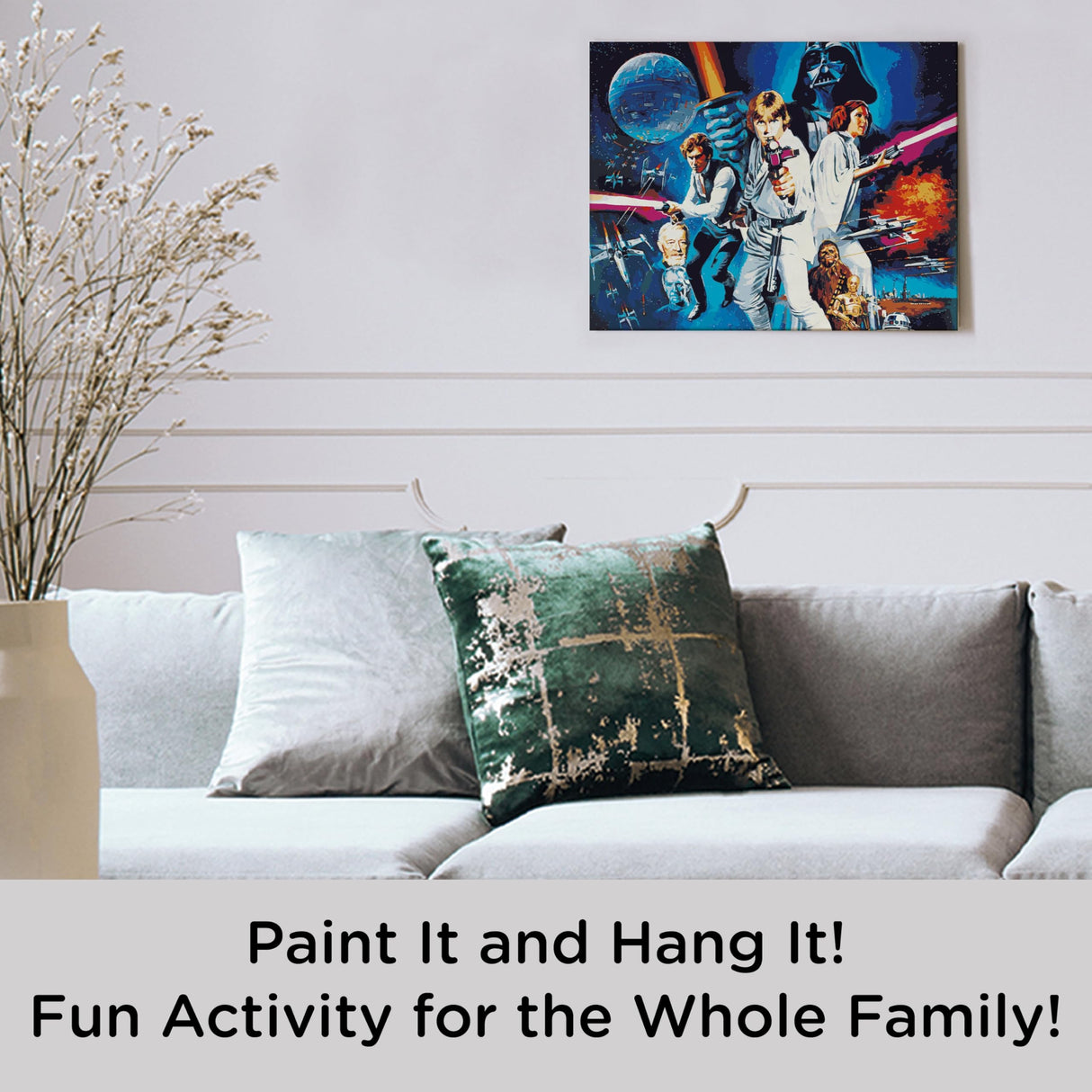 AQUARIUS Star Wars Episode IV A New Hope Art by Numbers Painting Kit (16 x 20 Stretched Canvas) 24 Paints, 3 Paint Brushes, Ready to Hang, Officially Licensed Star Wars Movie Collectible - 16x20 in AQUARIUS