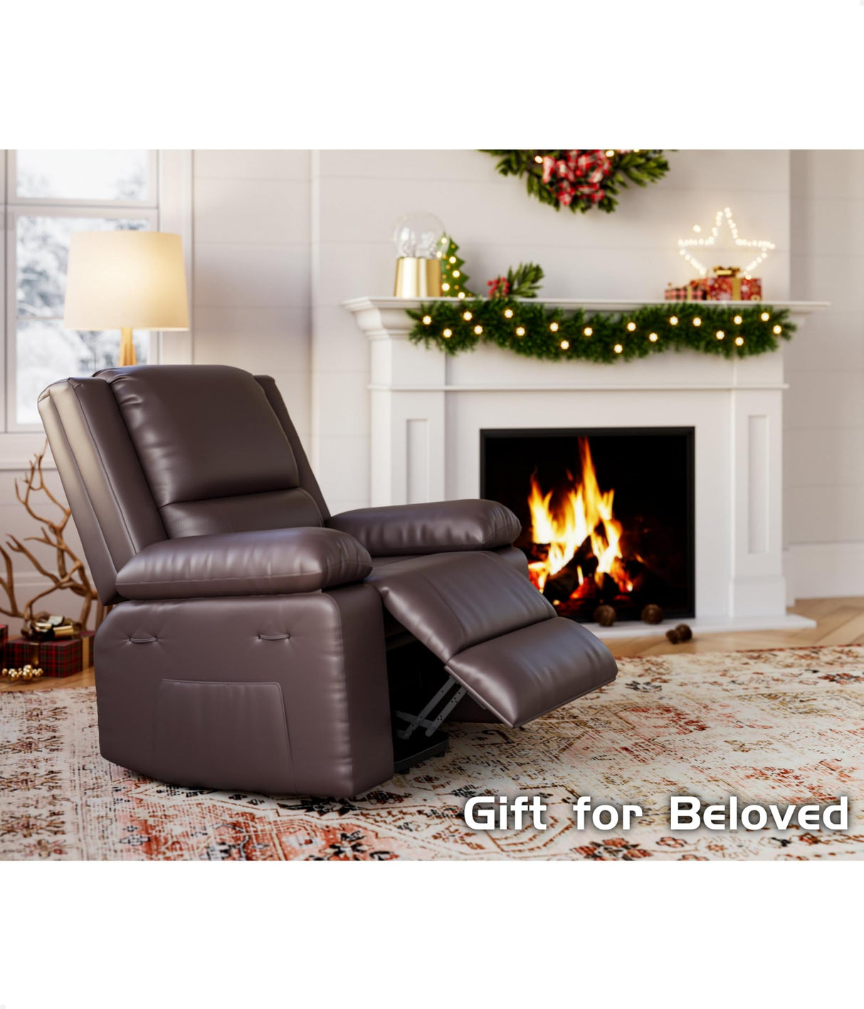 Power Lift Recliner Chair - Heat and Massage, Faux PU Electric Lift Recliner for Elderly & Mobility Impaired, Adjustable Back and Legs, Heavy Duty Lift Chair for Seniors GarveeHome