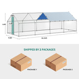 YITAHOME Large Metal Chicken Coop with Water-Resident and Anti-Ultraviolet Cover, 26.24'L x 9.84'W x 6.39'H Walk-in Poultry Cage with Run, Chicken Runs House for Outside - 4 Cages YITAHOME