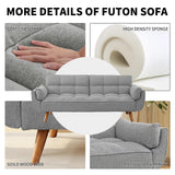 Homies Life Convertible Futon Sofa Bed, Linen Sleeper Couch, 75" W Modern 3 Seater Tufted Sofa with Adjustable Backrests and Solid Wood Legs for Living Room, Bedroom, Small Space, Gray Homies Life