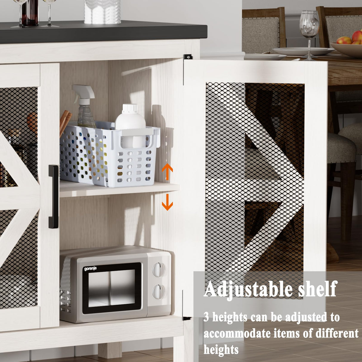 ANWBRAOD Farmhouse Buffet Cabinet 31.4" Sideboard Storage Cabinet with Barn Door and Adjustable Shelf Wood Rustic Accent Cabinet for Dinning Room, Kitchen, Hallway ULSC003W ANWBROAD