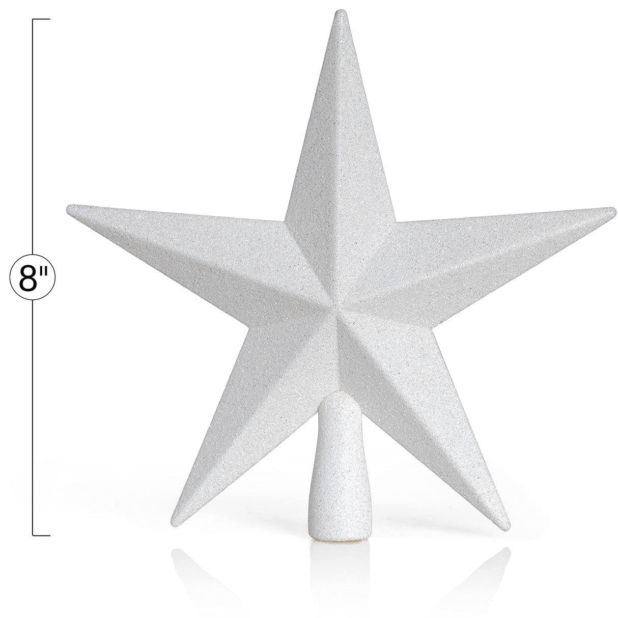 Ornativity Glitter Star Tree Topper - Christmas Decorative Xmas Holiday Bethlehem Star Trees Toppers Ornament Decor (White) 8" Ornativity