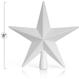 Ornativity Glitter Star Tree Topper - Christmas Decorative Xmas Holiday Bethlehem Star Trees Toppers Ornament Decor (White) 8" Ornativity