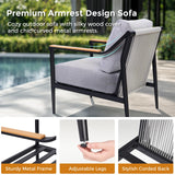 Jocoevol 4 Pieces Outdoor Sofa Conversation Set, 4 Seats Couch Set with Table, Metal Frame Rope Weaving Design UV Resistance Waterproof for Patio Garden Balcony, Grey Jocoevol