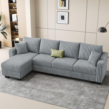 Belffin Sectional Couch with L-Shape Chaise L Shaped Couch with Ottoman Sectional Couches for Living Room Corduroy (Light Grey, L Shaped) Belffin