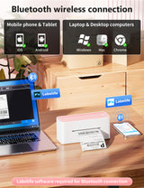 Phomemo Bluetooth Thermal Label Printer, 241BT 4X6 Wireless Shipping Labels Printer for Small Business, Pink Label Printers for Shipping Package, Compatible with iPhone, Android, Amazon, Shopify, USPS Phomemo