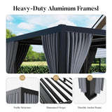 HOMPUS Louvered Pergola 10' x 20', Outdoor pergola with Aluminum Frame and Adjustable Rainproof Roof, Modern Louvre Shade for Garden & Patio, Curtains and Netting Included, Black HOMPUS