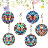 KJMYYXGS Butterfly Diamond Painting Keychain Kit, 6Pcs Double Sided Mini Art Key Chains KJMYYXGS