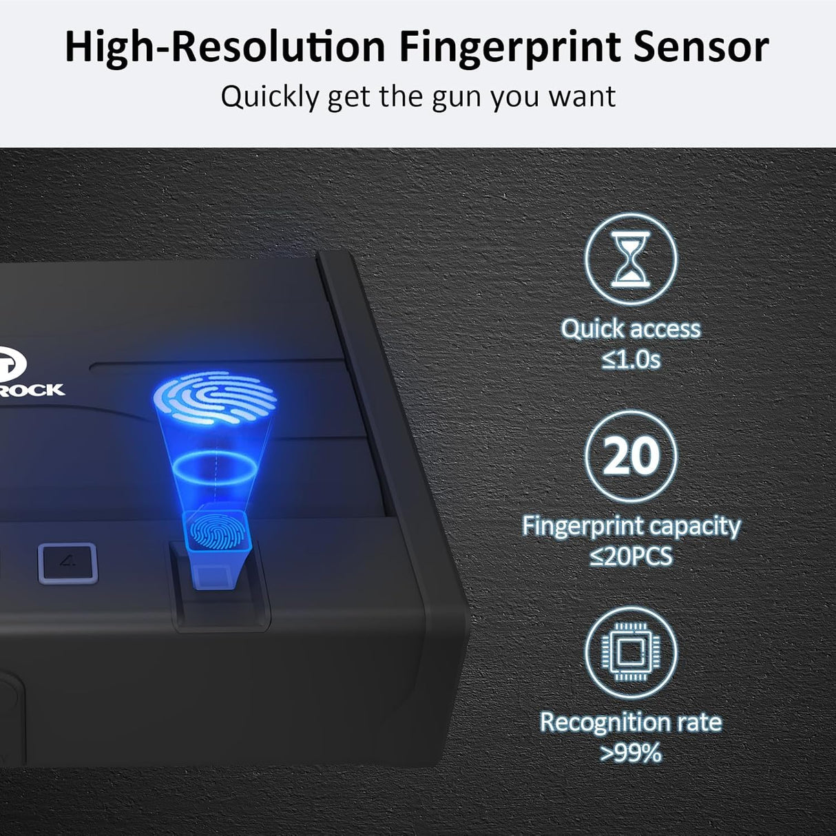 [ 20% Larger capacity ] Biometric gun safe with fingerprint lock box,Large pistol safes for handgun,nightstand hidden gun storage for bedside,quick access，ammunition storage security box for Home HARDROCK