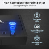 [ 20% Larger capacity ] Biometric gun safe with fingerprint lock box,Large pistol safes for handgun,nightstand hidden gun storage for bedside,quick access，ammunition storage security box for Home HARDROCK