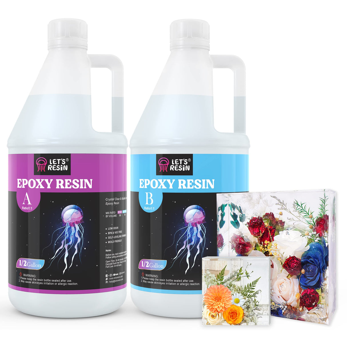 Bundle Set of LET'S RESIN 1 Gallon Epoxy Resin and 16 Colors Tranluent Epoxy Resin Dye LET'S RESIN