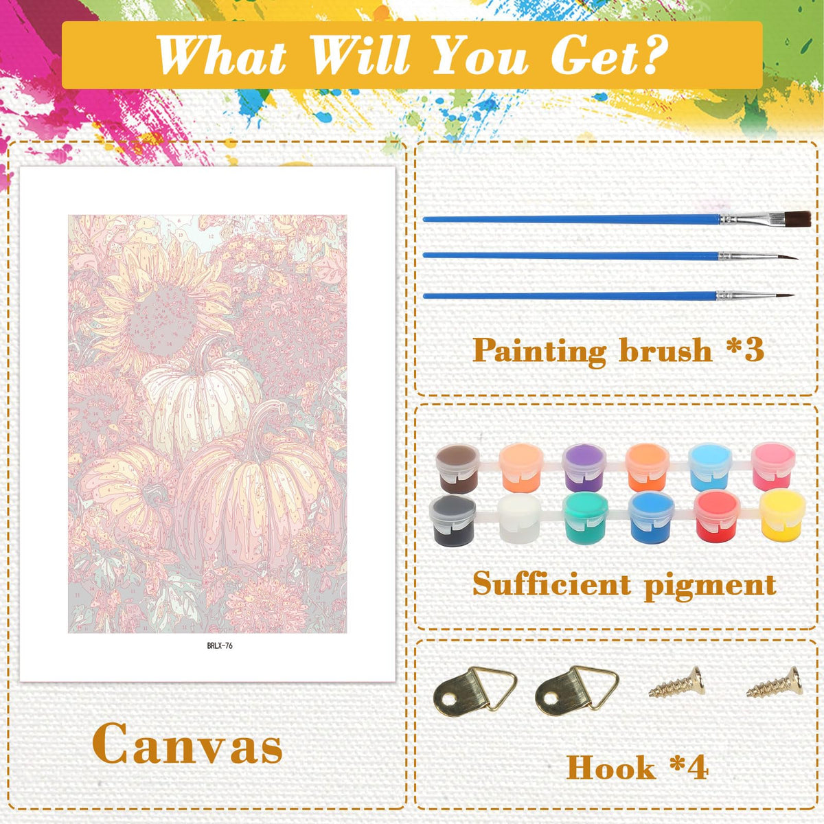 Skyboda Sunflower Paint by Numbers Kit for Adults Beginners with Frame, Fall Pumpkin Adult Paint by Number Kits on Canvas, Easy DIY Oil Painting Kits for Home Decor, 8x12in Skyboda