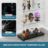 MODCART Glass Display Cabinet with 4-Shelf Double Doors and Lock, Curio Cabinet 5mm Tempered Glass Floor Standing Bookshelf for Living Room, Bedroom, Office, 64 x 31.7 x 14.3 in, Black MODCART