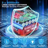 Sundpey Cordless Impact Wrench 600Ft-lbs(800Nm) - 21V 1/2" Brushless Driver With 2 * 4.0Ah Batteries - 2600RPM Gun for Lug Nuts With 6 Sockets, Fast Charger & Tool Case Sundpey