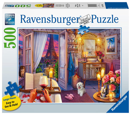 Ravensburger Cozy Bathroom Jigsaw Puzzle - 500 Piece Large Format | Adult Friendly | Unique Softclick Technology Vibrant & Glare-Free | FSC-Certified Sustainable Product Ravensburger