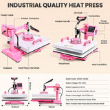 Whubefy Heat Press 15x15 inch 8 in 1 with 30OZ Tumbler Press, Slide Out 360° Swing Away Digital Shirt Press Machine, Industrial-Quality Heat Transfer Sublimation for T-Shirt/Tumbler/Mug/Hat/Cap/Plate Whubefy