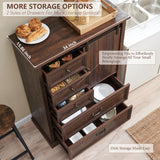 IFGET Farmhouse Buffet Cabinet with Storage, 47" Tall Storage Cabinet w/Sliding Barn Door, Rustic Sideboard Cabinet w/5 Drawers, Kitchen Pantry Storage Cabinet for Dinning Room, Hallway (Brown) IFGET