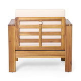 Christopher Knight Home Louver Club Chairs, Teak + Cream Christopher Knight Home