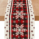 Niviy Snowflakes Christmas Table Runner with Buffalo Plaid, Winter Xmas Holiday Kitchen Dining Table Decoration for Indoor Outdoor Home Party Decor 13 x 72 Niviy