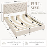 Yaheetech Full Bed Frame Upholstered Platform Bed with Wing Side Tufted Headboard/Sturdy Wooden Slat Support/No Box Spring Needed/Mattress Foundation,Beige Full Bed Yaheetech
