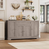 HITHOS 54" Buffet Cabinet with Storage, Modern Kitchen Buffet Sideboard with Drawer, Wood Coffee Bar Cabinet with Adjustable Shelves, Kitchen Storage Cabinet for Living Room, Ash Grey HITHOS