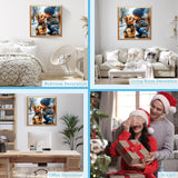 MAXBYE Diamonds Painting Kits for Adults, Cute Dog and Its Partner Diamond Art Kit for Beginners, DIY Animal Dog Round Full Diamond Gems Create Wall Art Decorations and Gifts 12x12 inch MAXBYE