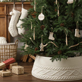 Treory Knitted Christmas Tree Collar: Cream Crossed Diamond Edge Chunky Cable Knit Christmas Tree Collars for Artificial Trees, Farmhouse Rustic Tree Ring Tree Skirt for Christmas Home Décor Treory